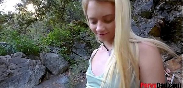  Dad fucks young daughter while hiking in the jungle